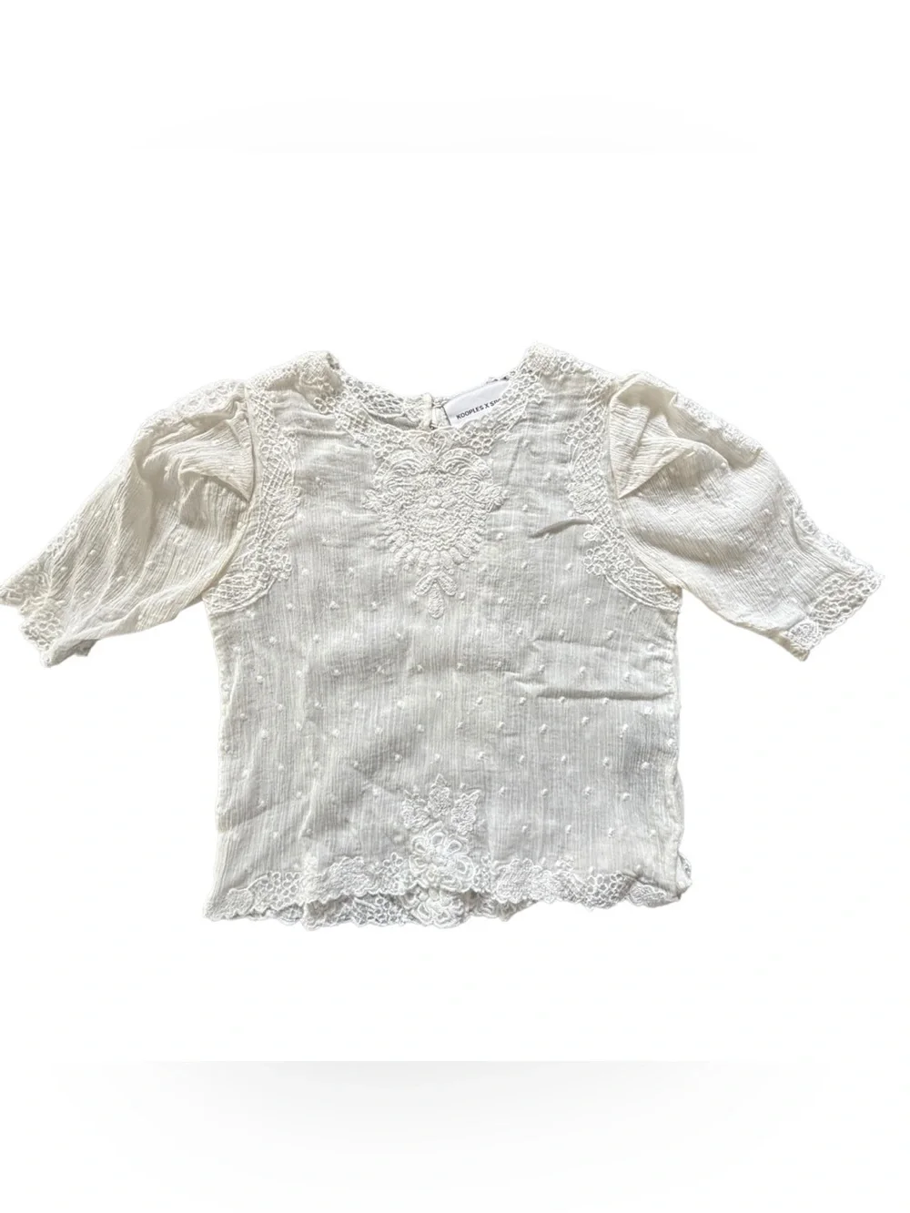 The Kooples Cream Lace Embroidered Blouse